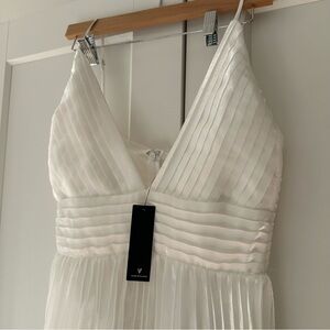 Lulu's Ivory Pleated Midi Dress